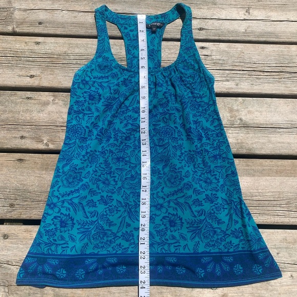 💛 George Teal Blue Floral Paisley Racerback Tank Top Tunic Size S/P - Picture 6 of 6